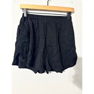 COMMENSE Black‎ Textured Drawstring Waist Relaxed Fit Shorts Womens Size M